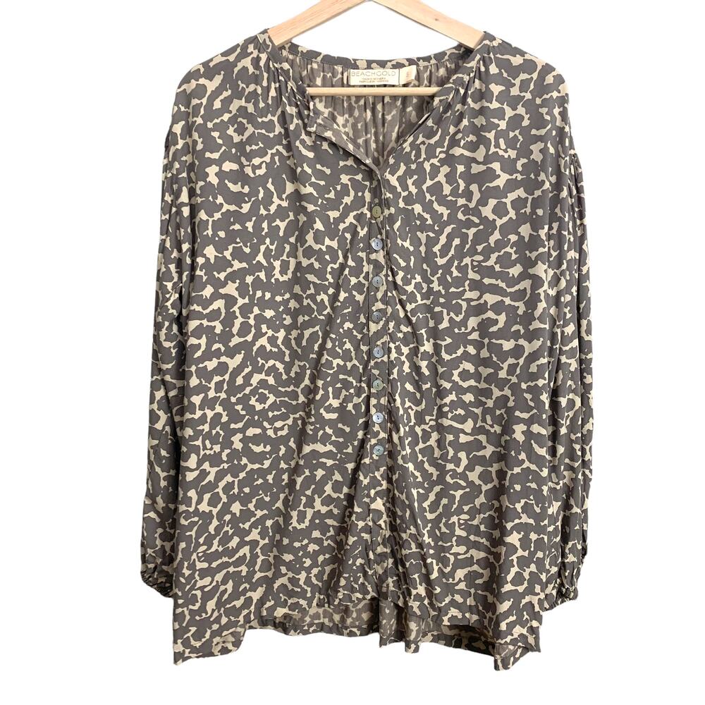 Anthropologie Beachgold Mirage Sana Button Down Shirt Dune Animal Print Blouse S - Picture 2 of 12